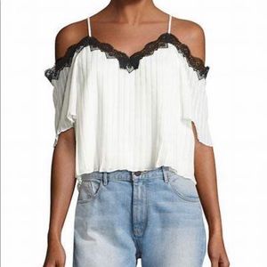 Alice and Olivia Fefe cold shoulder  pleated  top